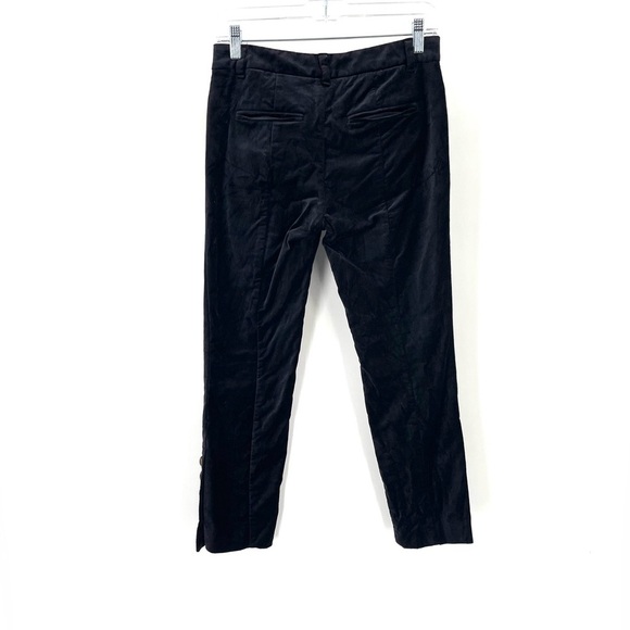 Anthropologie The Essential Slim Black Velvet Corduroy Button Ankle Crop Pants - Picture 5 of 8
